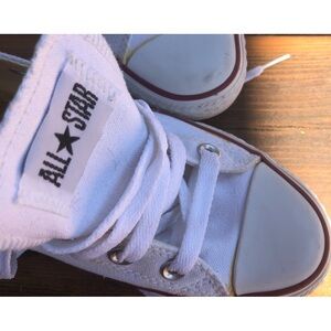 Converse white, new, size 4.5 ladies, size 2.5 men’s.